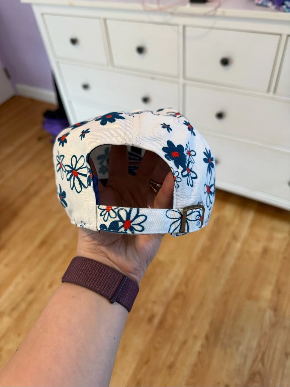 47 Brand White Kids Cap with Blue & Red Buffalo Logo and Floral Print